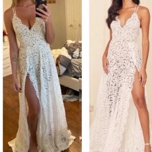 Lulus Love of Details White Lace Backless Maxi Dress - Wedding Options